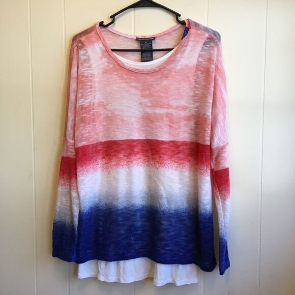 CHELSEA & THEODORE STRIPED TOP WITH ATTACHED TANK - Picture 1 of 5
